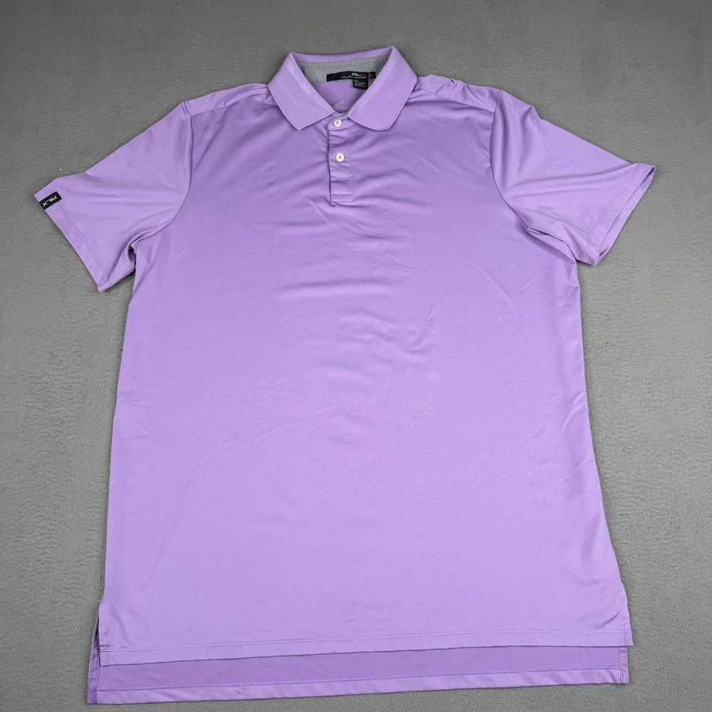 RLX‎ Ralph Lauren Polo Shirt Mens Large Purple Performance Golf Top Stretch